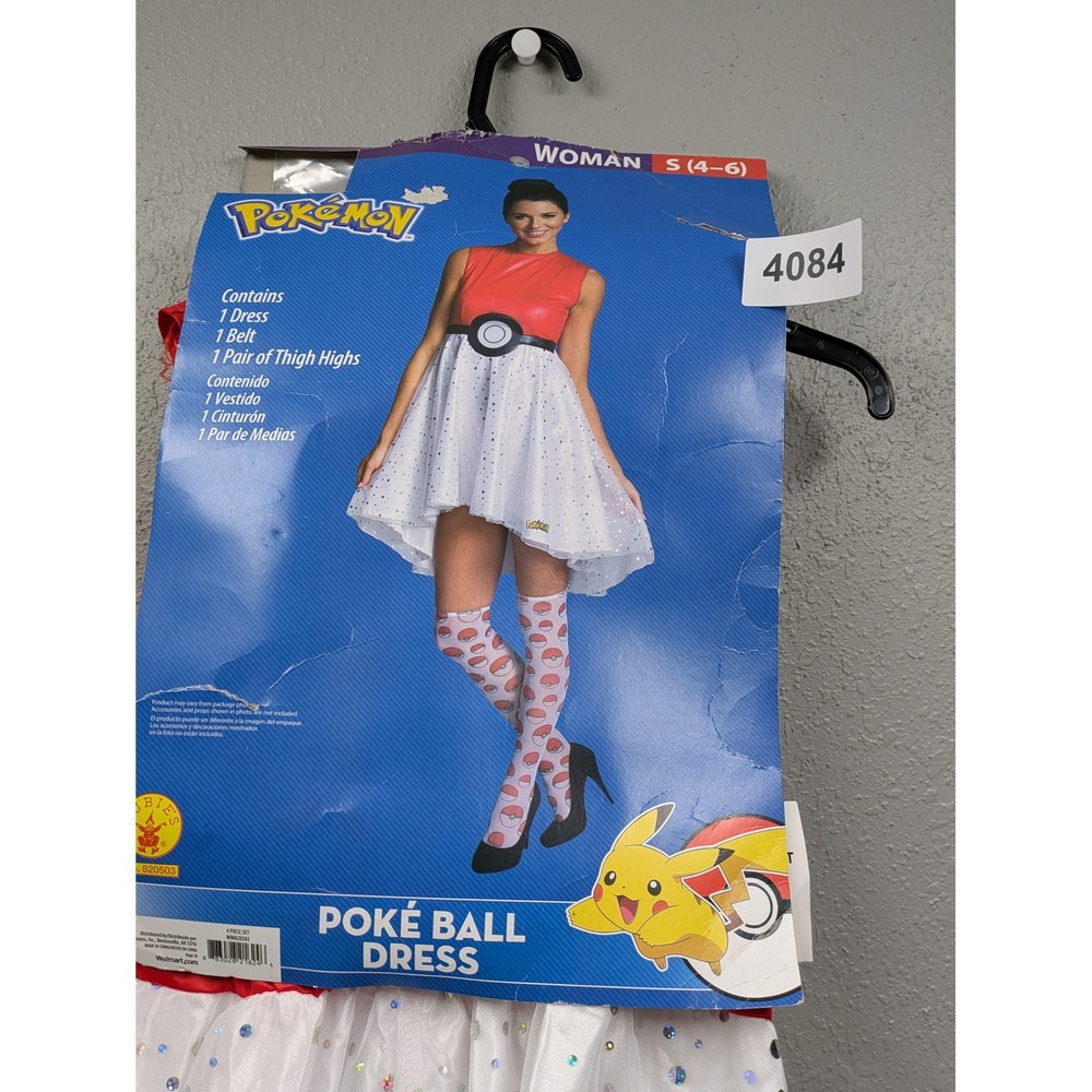 Pokemon Poke Ball Dress 4 Piece Costume Set Red White Women Small 4-6 Rubies - Picture 9 of 9